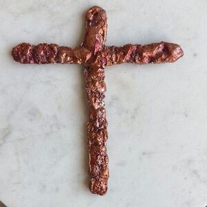 Handcrafted Copper Cross Wall Art